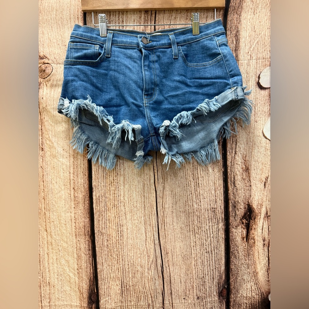 Denim Frayed Hem Women's Shorts
